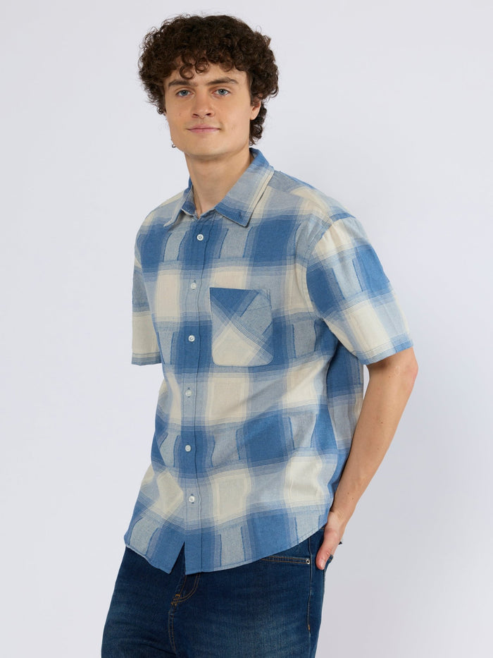 Orvar - Half Sleeve Checks Shirt - Blue