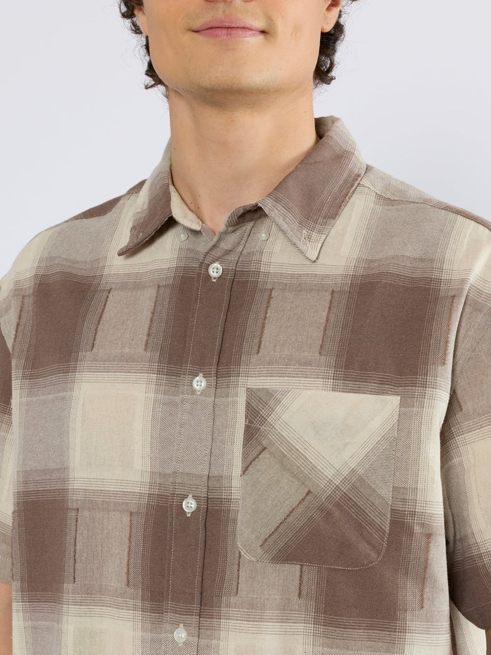 Orvar - Half Sleeve Checks Shirt - Brown