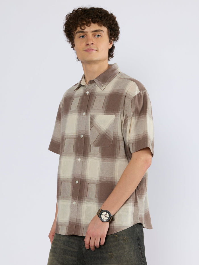 Orvar - Half Sleeve Checks Shirt - Brown