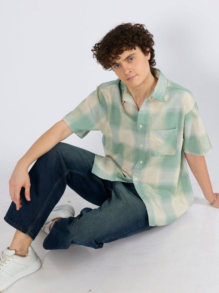 Orvar - Half Sleeve Checks Shirt - Green