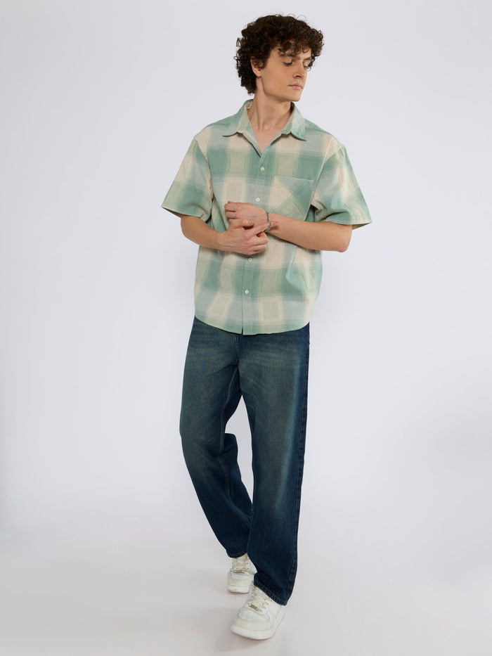 Orvar - Half Sleeve Checks Shirt - Green