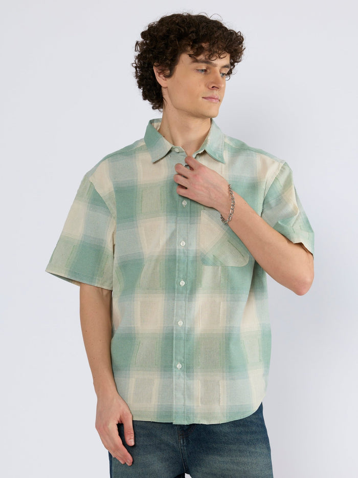 Orvar - Half Sleeve Checks Shirt - Green