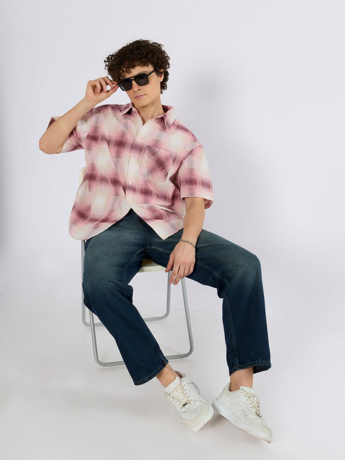 Orvar - Half Sleeve Checks Shirt - Pink