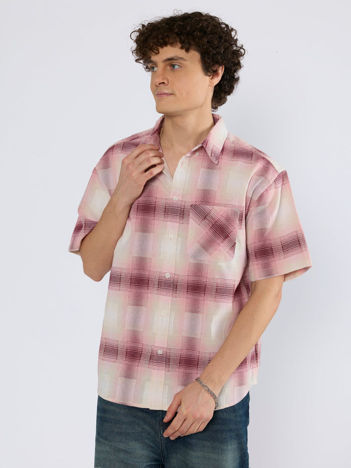 Orvar - Half Sleeve Checks Shirt - Pink