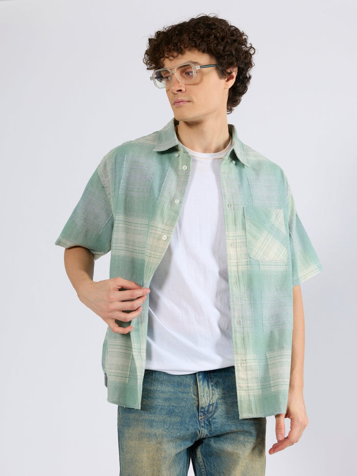 Orvar - Half Sleeve Checks Shirt - Sage Green