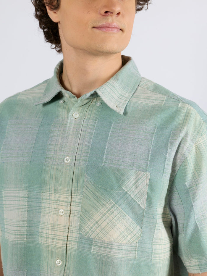 Orvar - Half Sleeve Checks Shirt - Sage Green