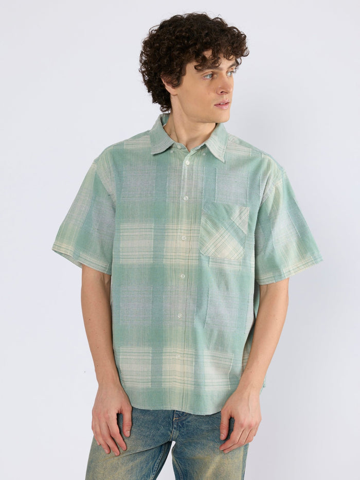 Orvar - Half Sleeve Checks Shirt - Sage Green