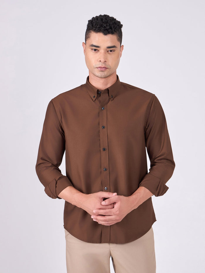 Orville - Tencel Plain Shirt - Brown