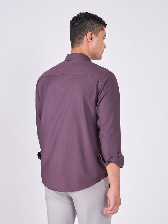Man wearing Tencel Plain Shirt in Burgundy