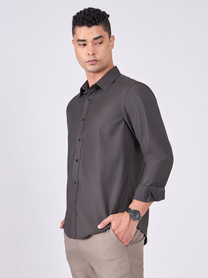Man wearing Tencel Plain Shirt in  Dark olive.
