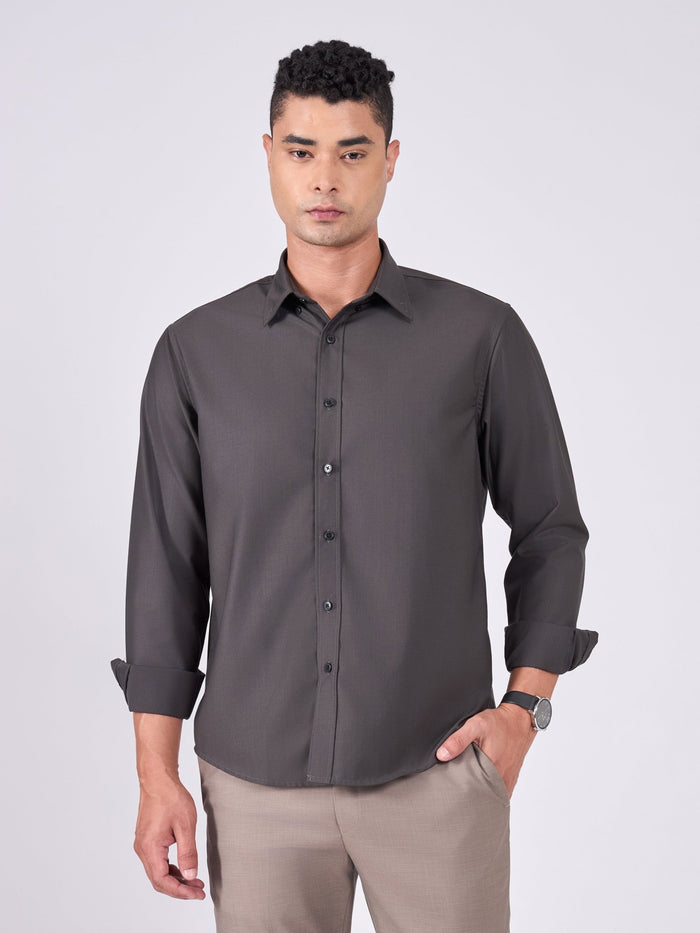 Man wearing Tencel Plain Shirt in  Dark olive.
