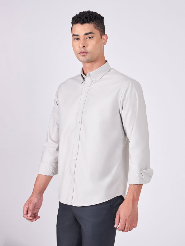 Man wearing Tencel Plain Shirt in  Light gray.