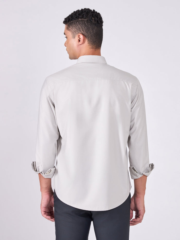 Man wearing Tencel Plain Shirt in  Light gray.