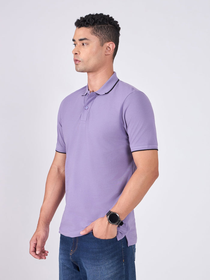 Men's Polo T-Shirt with Contrast Tipping - Dusted Grape
