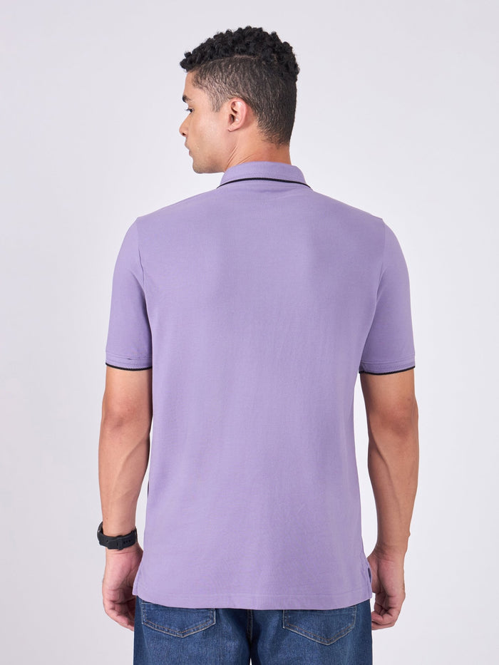 Men's Polo T-Shirt with Contrast Tipping - Dusted Grape