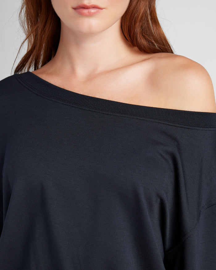 Black $|& SEAS Over the Clouds One Shoulder Top - SOF Detail