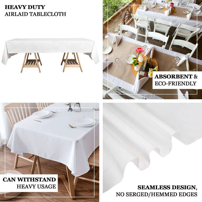 Heavy duty airlaid tablecloth, absorbent and eco-friendly, seamless design.