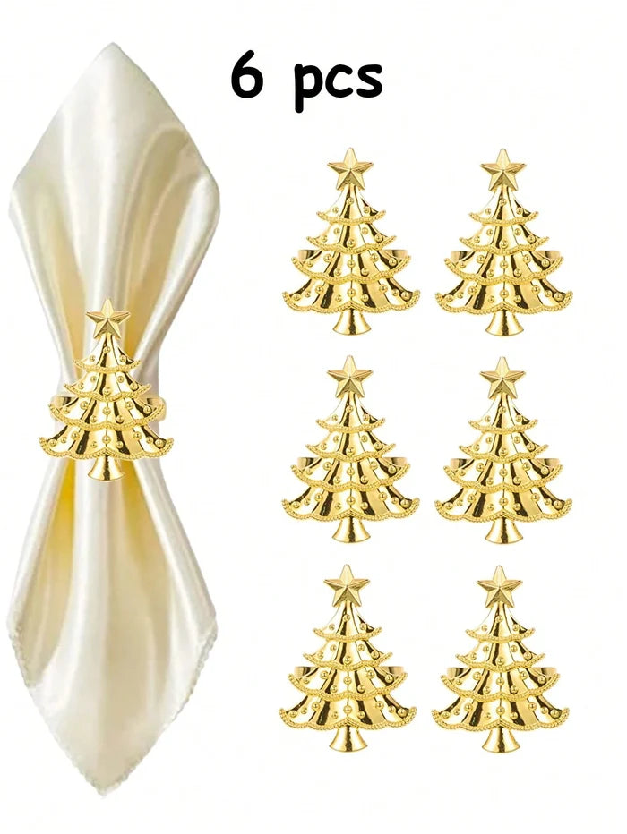 Paquete 6 Anillos Dorados para Servilletas de Navidad