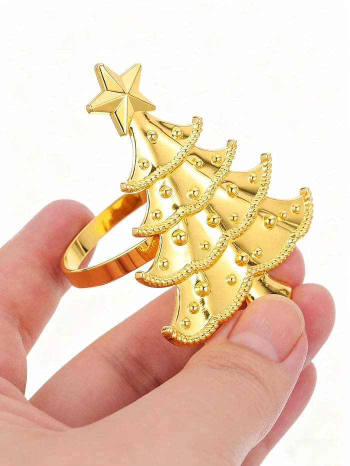 Paquete 6 Anillos Dorados para Servilletas de Navidad
