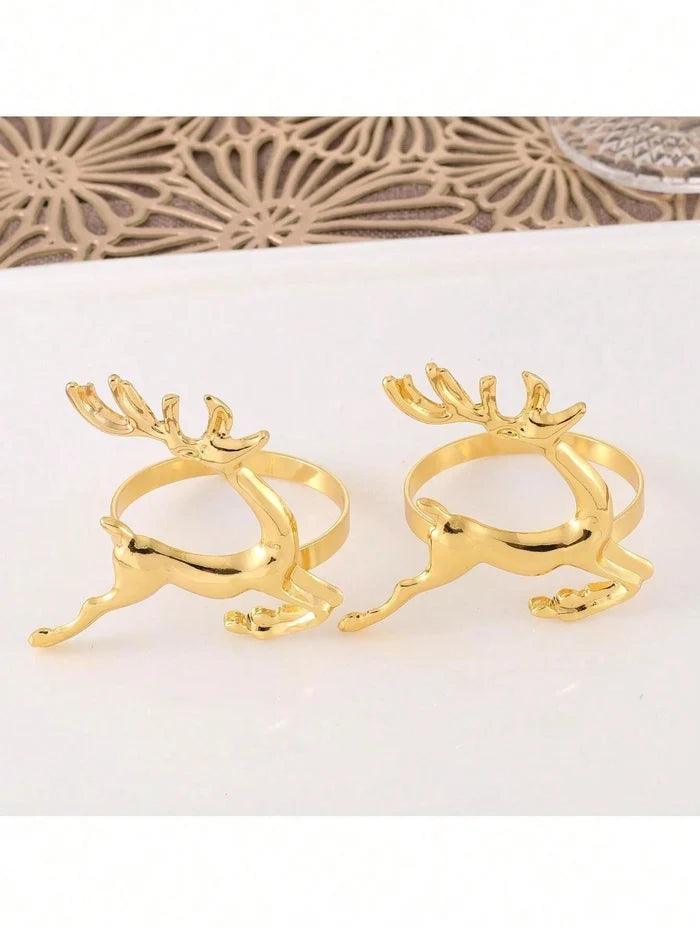 Paquete de 6 Anillos de Servilleta con Renos Navideños