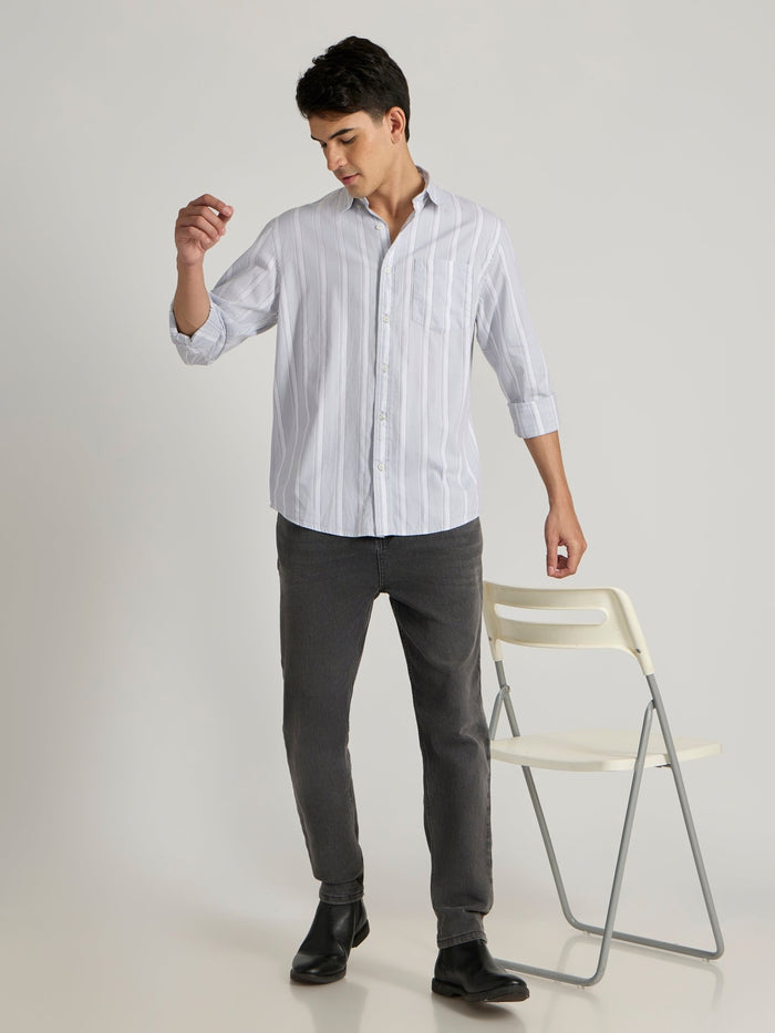 Men's Striped Shirt in Gray