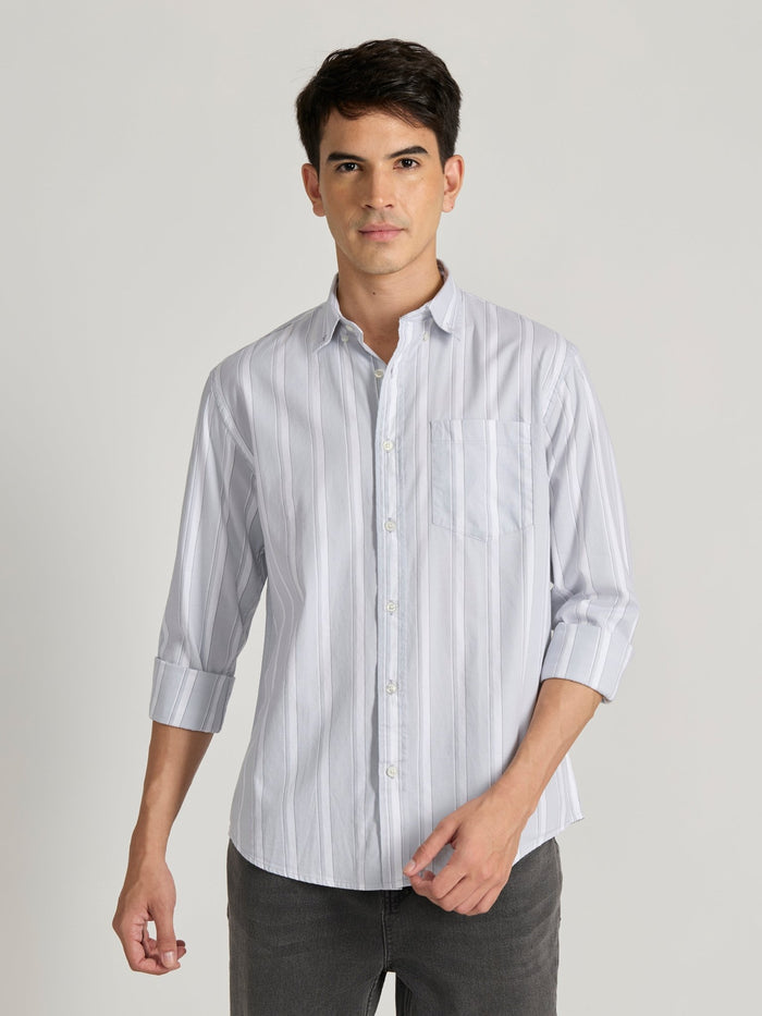Men's Striped Shirt in Gray