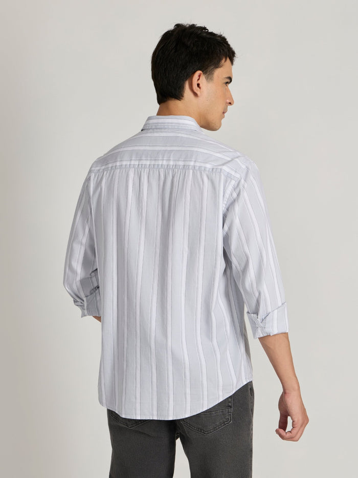 Men's Striped Shirt in Gray