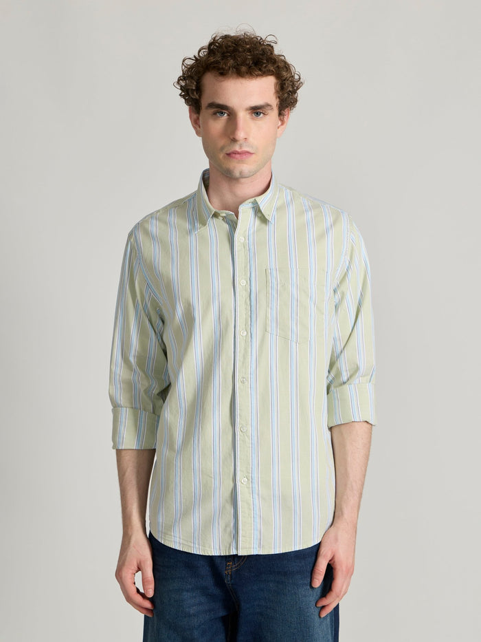 Men's Striped Shirt in light green