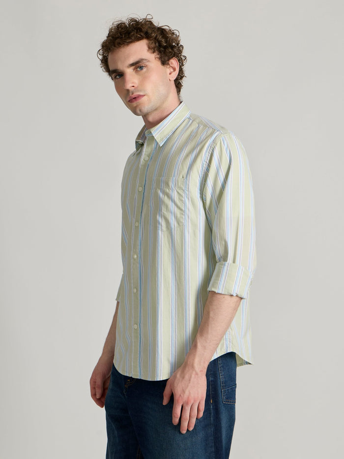 Men's Striped Shirt in light green