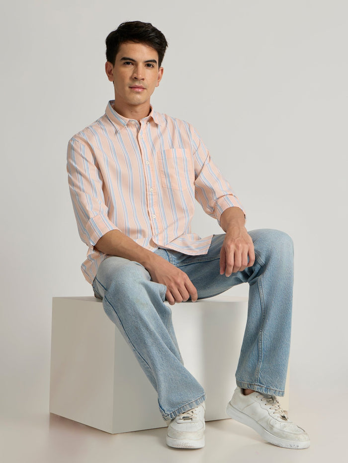 Men's Striped Shirt in peach