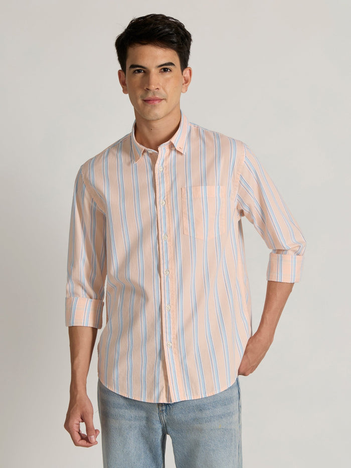 Men's Striped Shirt in peach