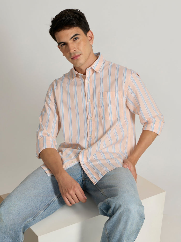 Men's Striped Shirt in peach