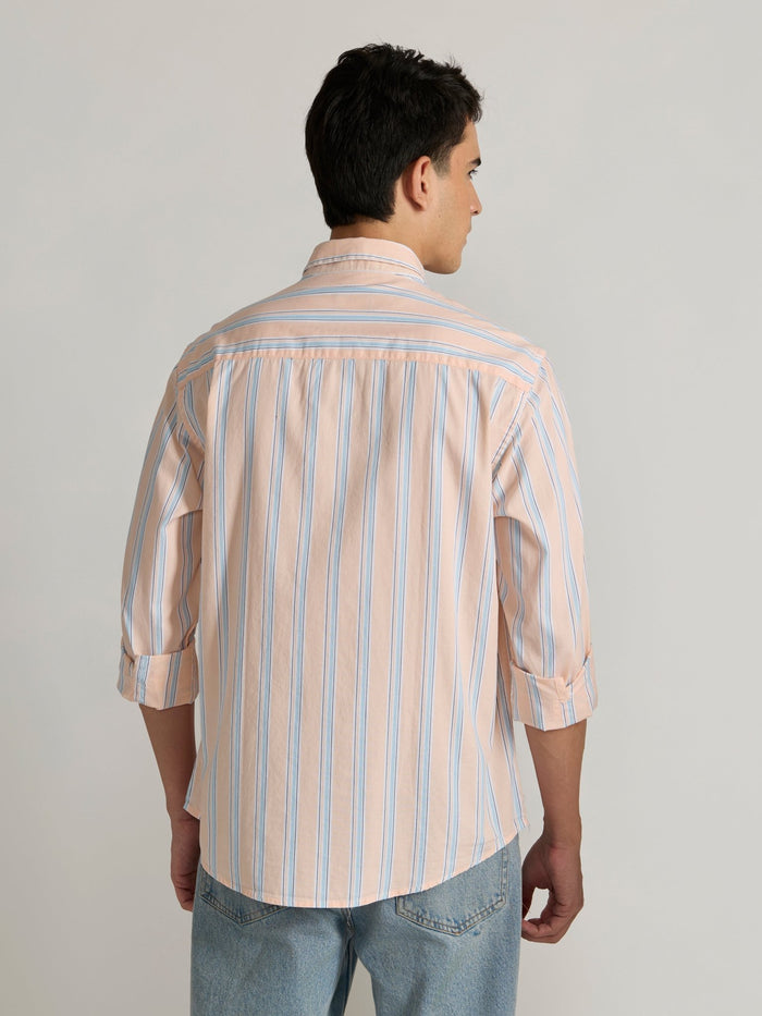 Men's Striped Shirt in peach