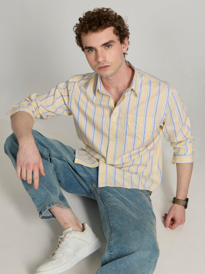 Men's Striped Shirt in yellow