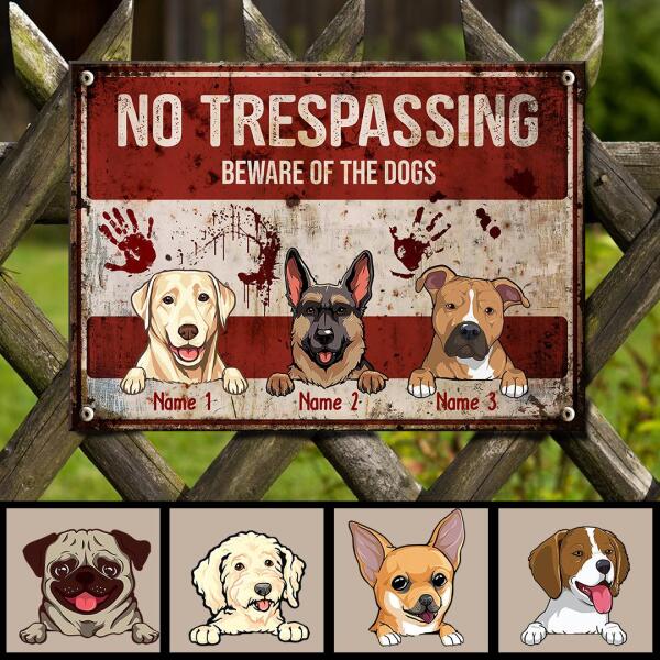 Pawzity Beware Of The Dogs Metal Yard Sign, Gifts For Dog Lovers, No Trespassing Funny Warning Signs