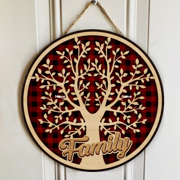 Pawzity Family Name Sign, Family Tree With Hearts And Paws Wing Custom Wooden Signs
