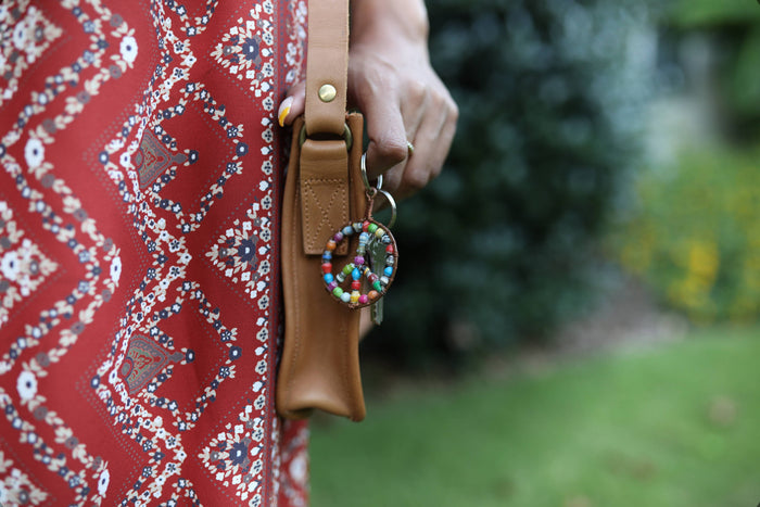 Peace Sign Paper Bead Keychain