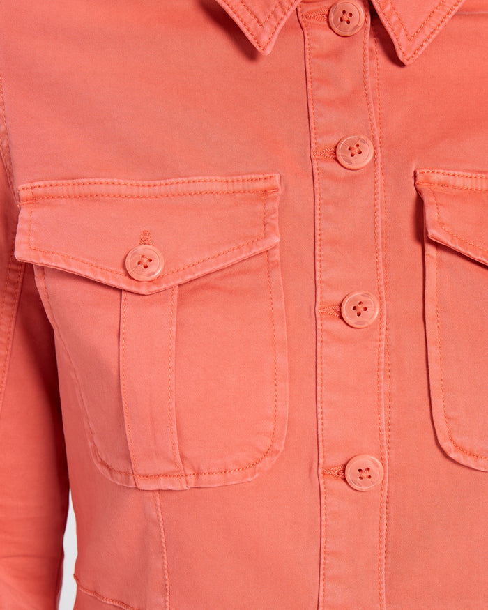 Papaya $|& Liverpool Peplum Hem Trucker Jacket - SOF Detail