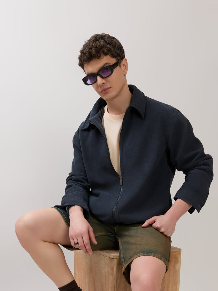 Petal - Relaxed Zip Jacket - Navy Blue
