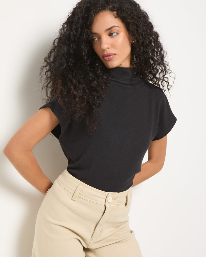 Black $|& SEAS Pier Funnel Neck Hacci Tee - SOF Front