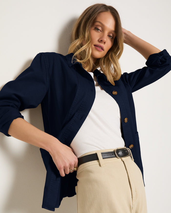 Washed Mariner Midnight $|& SEAS Pierside Twill Chore Jacket - SOF Front