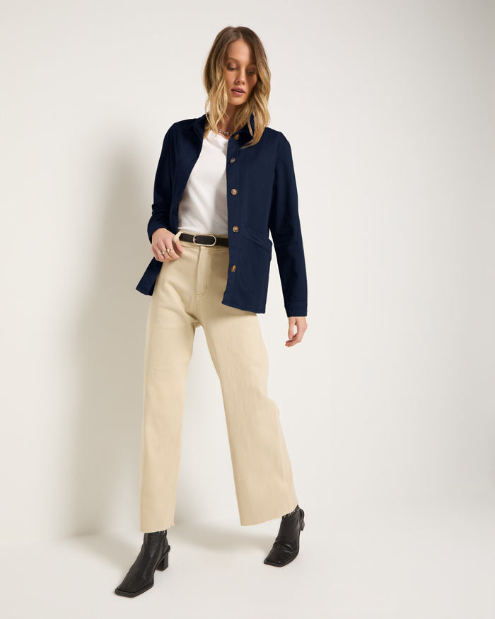 Washed Mariner Midnight $|& SEAS Pierside Twill Chore Jacket - UGC On Fig