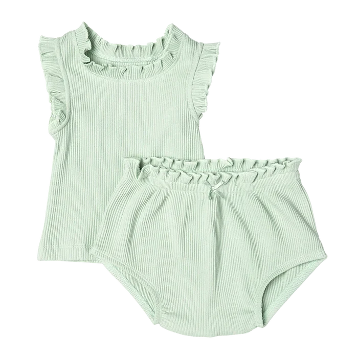 Pink Chicken | Baby Girls Organic Ruffle Rib Set