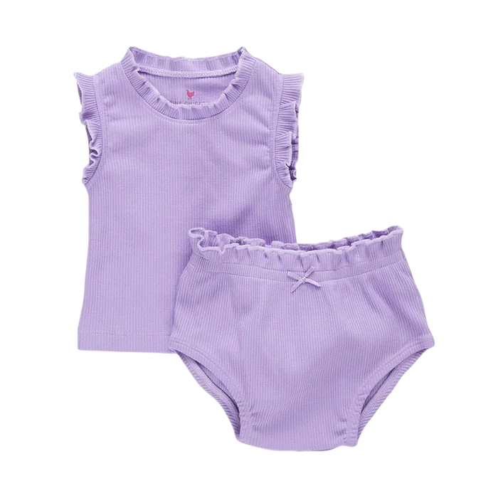 Pink Chicken | Baby Girls Organic Ruffle Rib Set