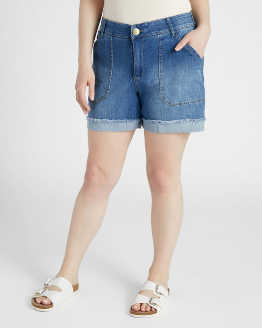 Mid Blue Vintage $|& Democracy Absolution High Rise Short - SOF Front