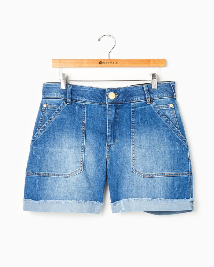 Mid Blue Vintage $|& Democracy Absolution High Rise Short - Hanger Detail
