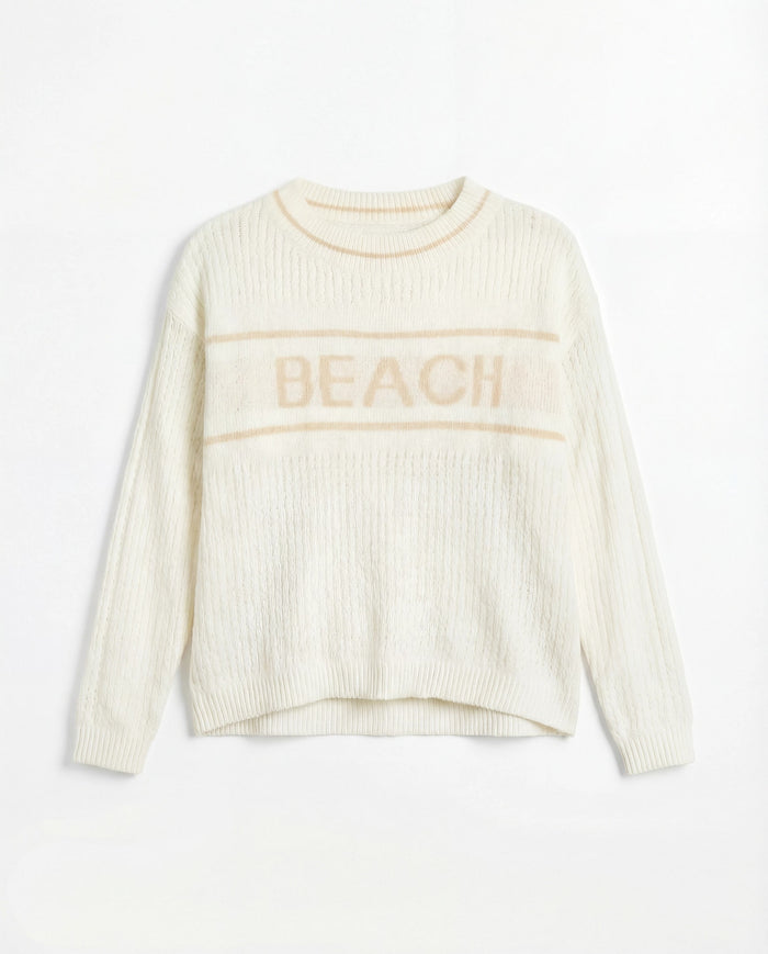 Off White $|& Cozy CO Beach Crochet Sweater - Hanger Detail