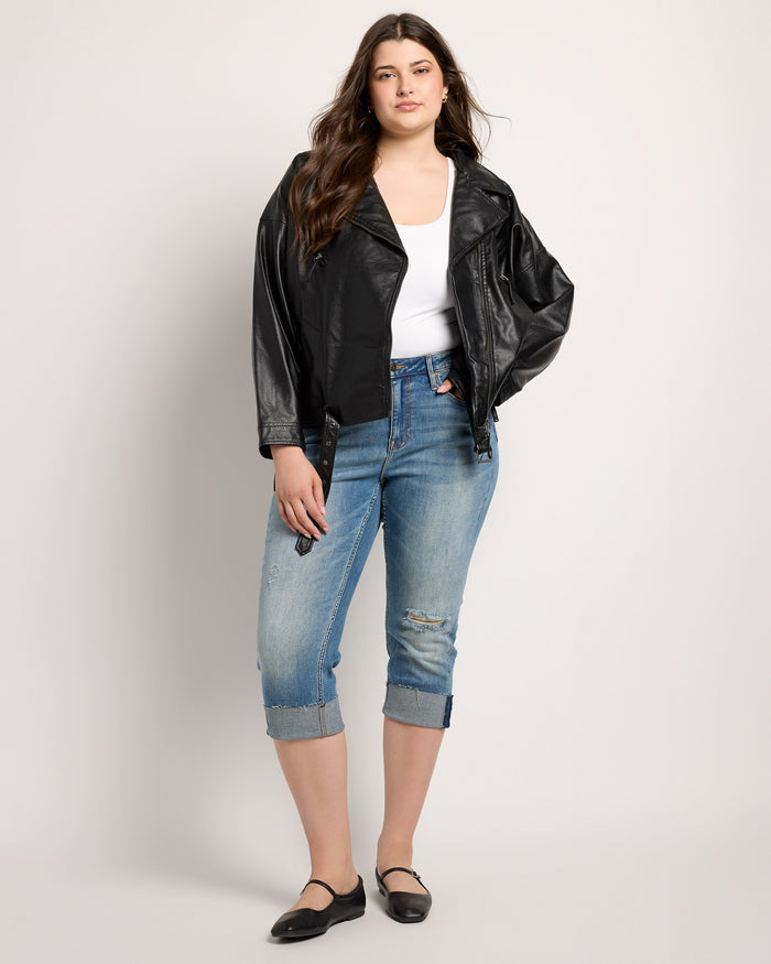 Black $|& Max Studio Belted Moto Jacket - UGC On Fig