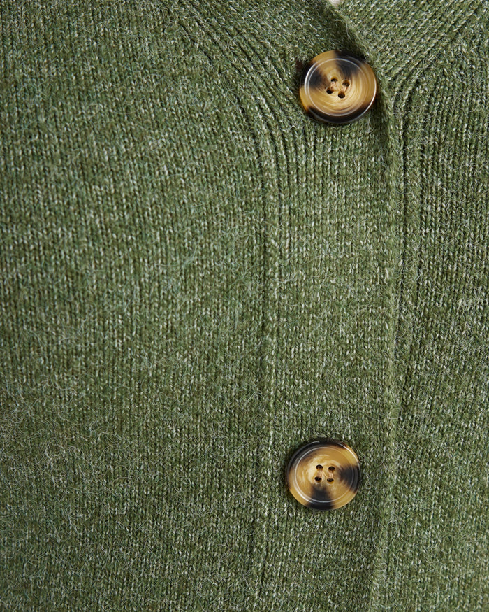 Oak Moss $|& 525 Adyson Parker Blouson Sleeve V-Neck Cardigan - SOF Detail