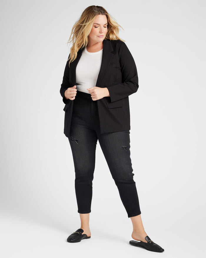 Black $|& Liverpool Boyfriend Blazer - SOF Full Front